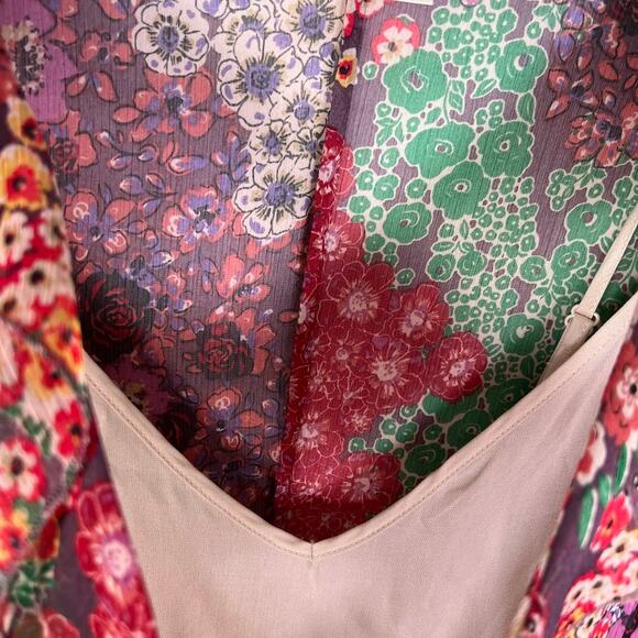 Maeve Anthropologie Sirena Ruffled Tunic Dress M Floral Print V-Neck Boho Flowy - Picture 7 of 9